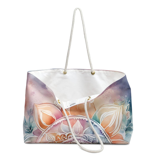 Bohemian Weekender Bag, Colorful Travel Tote, Yoga Retreat Essential, Beach Getaway Bag, Floral Print Overnight Bag, Women's Luggage