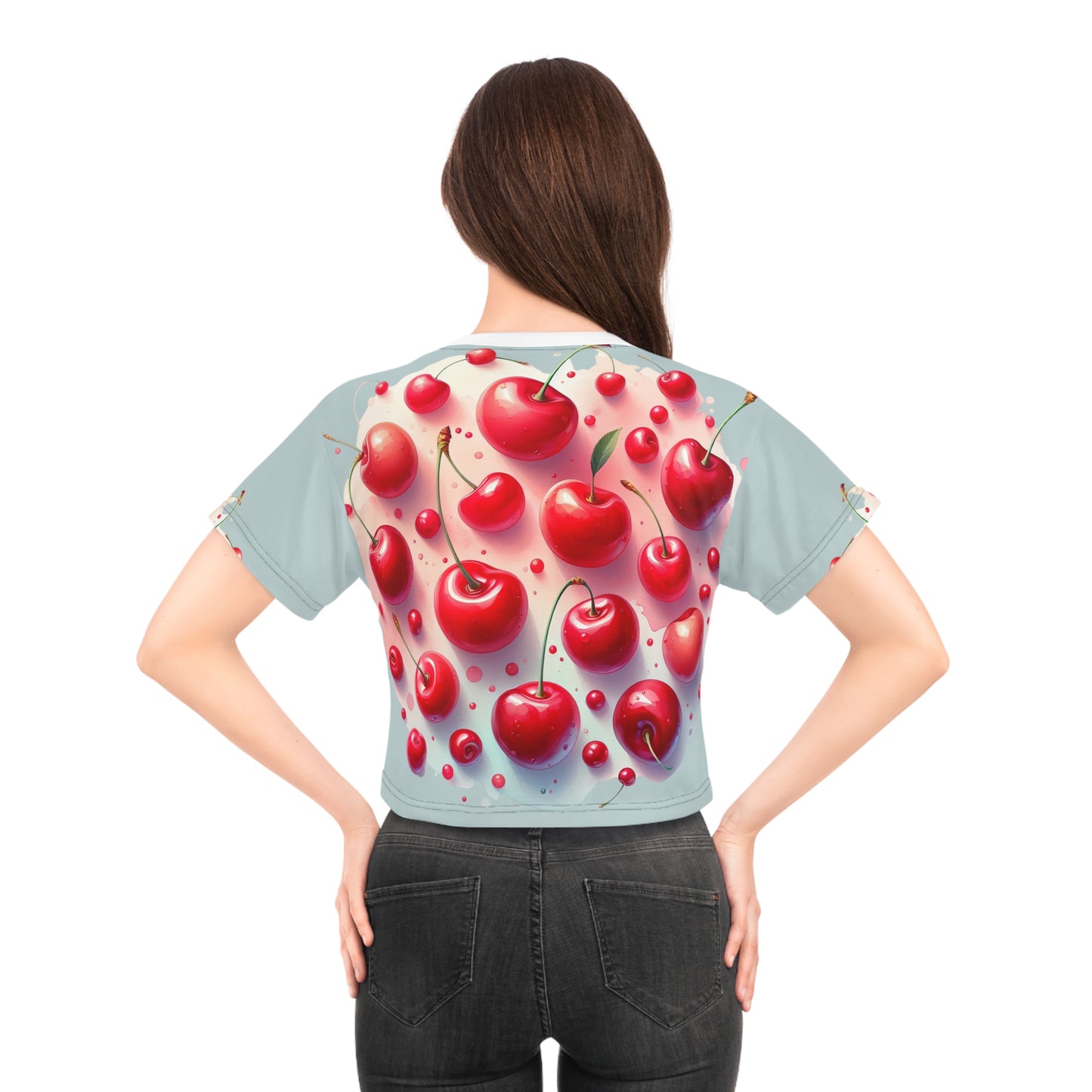 Cherry Pop Vibes Crop Tee - Women's crop tee, gift for her, breathable crop tee
