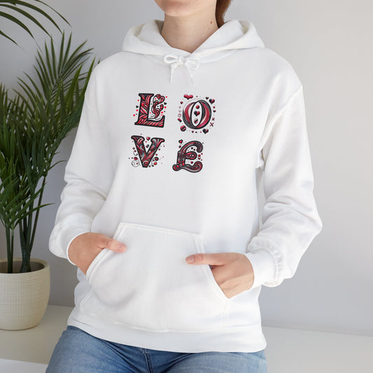 Vintage Love Unisex Hoodie, Cozy Sweatshirt for Couples, Valentine's Day Gift, Cute Casual Hoodie, Graphic Hoodie