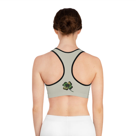 Clover Sports Bra - Floral Activewear for Gym, Yoga, St. Patrick's Day Gift, Fitness Enthusiasts, Eco-Friendly Design, Workout