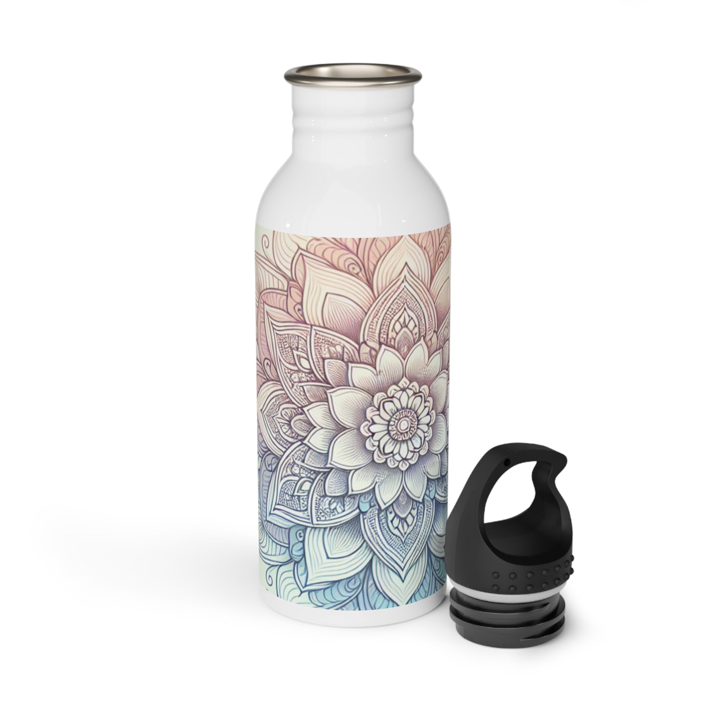 Meditative Floral Stainless Steel Water Bottle, Eco-Friendly Hydration, Gift for Yoga Lovers, Travel Companion, Reusable Water Bottle