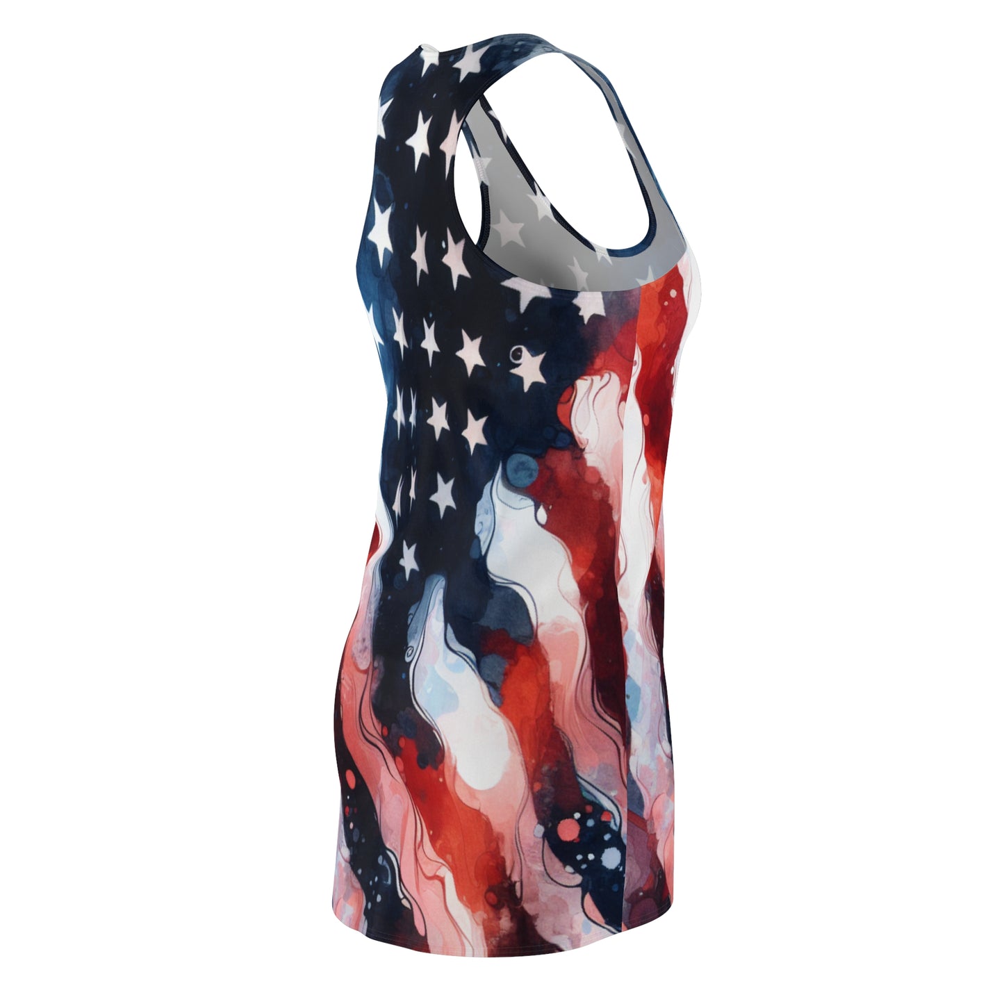 Patriotic Racerback Dress, Summer Dress, Independence Day Outfit, Casual Fashion, American Flag Dress, Party Dress