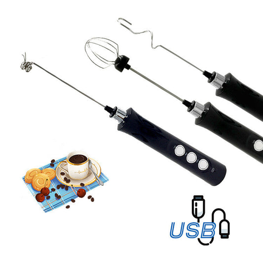 Rechargeable Electric Milk Frother - 3-Speed Handheld Mixer | Coffee Latte Cappuccino Maker