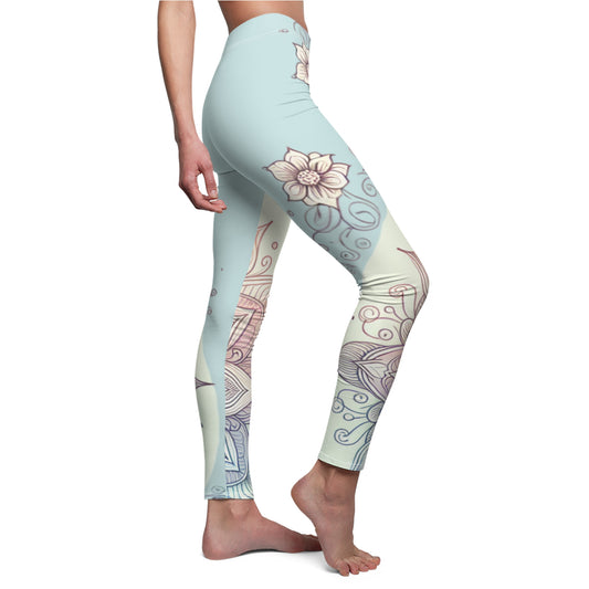 Leggings, Pastel Floral Yoga Pants, Women's Workout Tights, Casual Lounge Wear, Spring Leggings, Comfortable Leggings