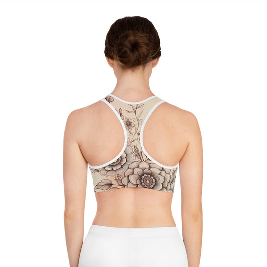 Floral Sports Bra - Comfortable Workout Top, Yoga Gear, Fitness Apparel, Stylish Activewear, Nature-Inspired Bralette