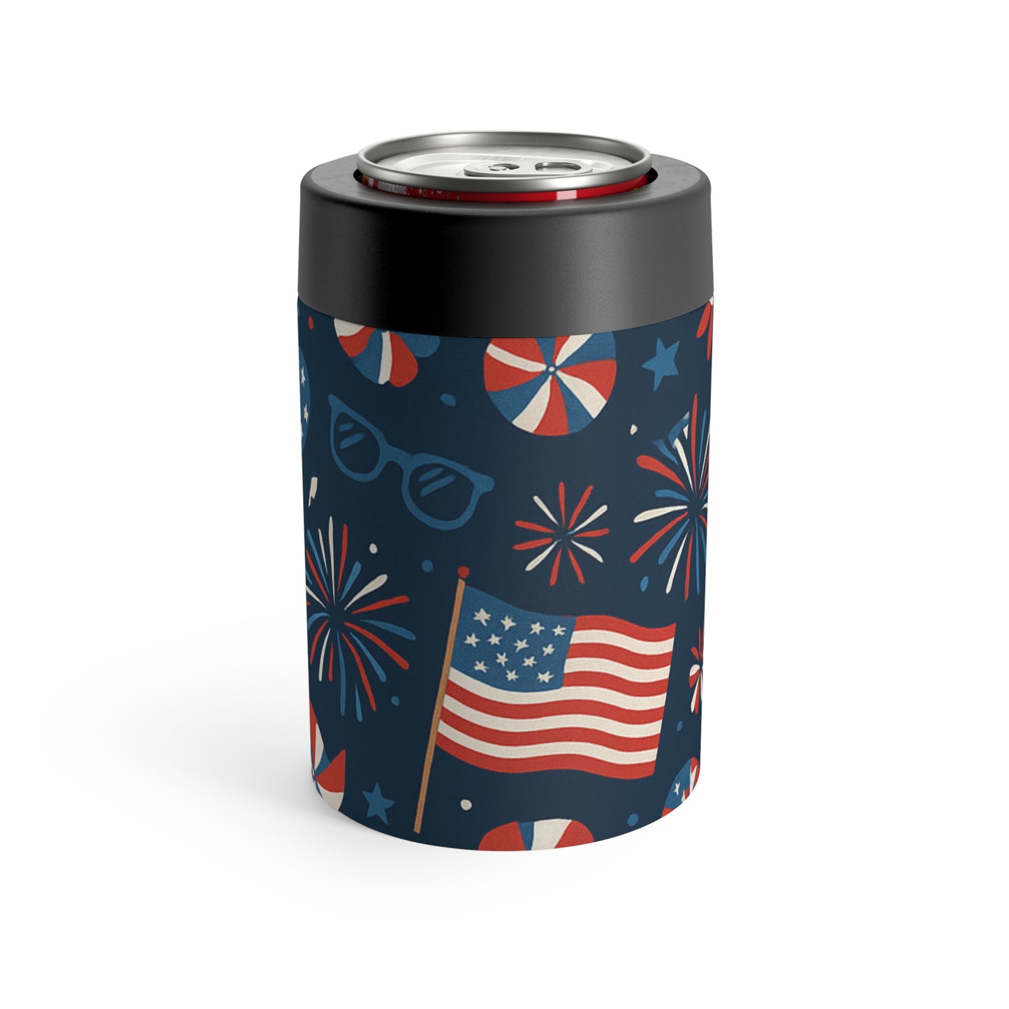 Patriotic Can Holder for Fourth of July, Summer BBQs, Outdoor Celebrations, Camping Gear, USA Flag Drink Sleeve
