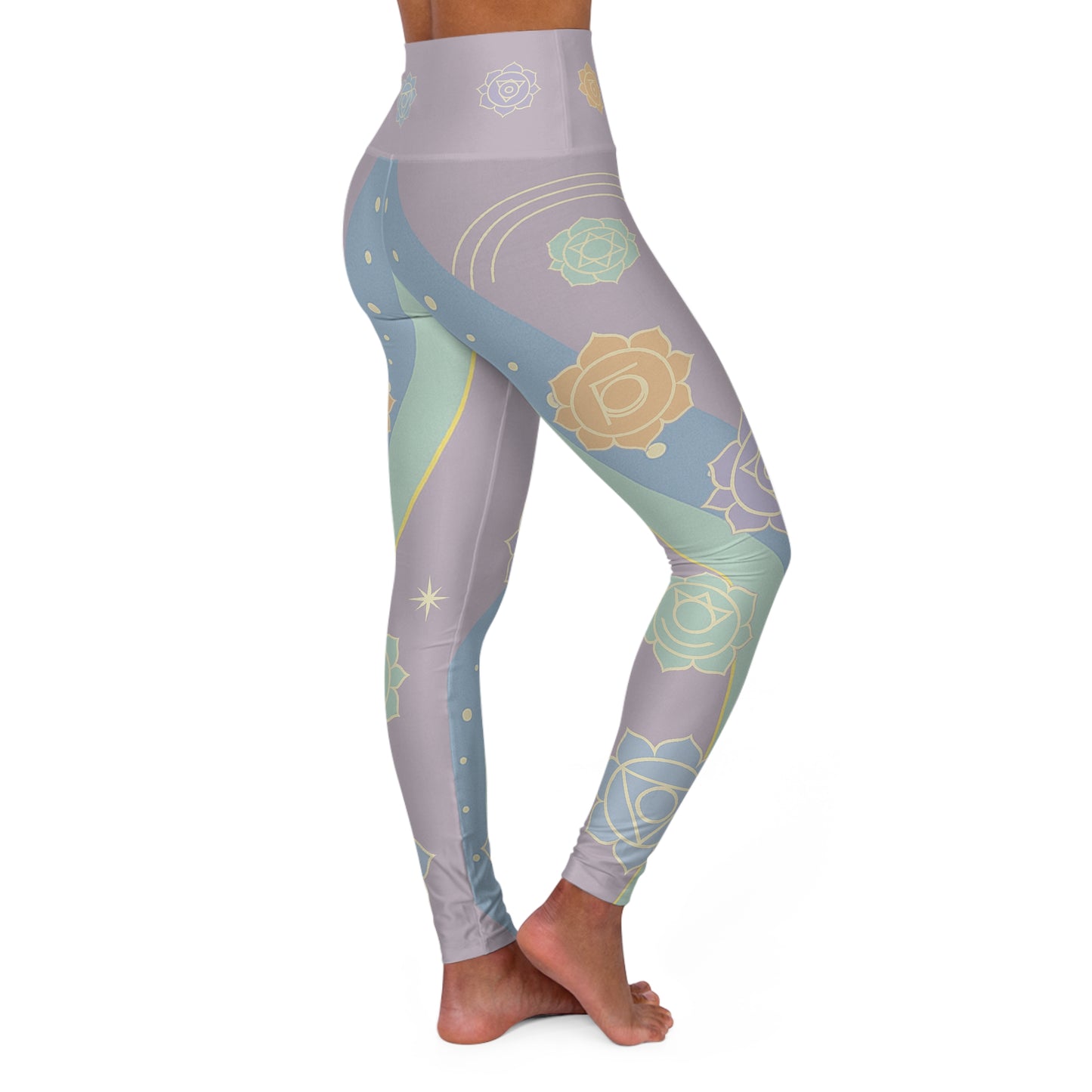Chakra Rose Yoga Leggings - Lavender Mint Floral Print | High Waisted Spiritual Activewear