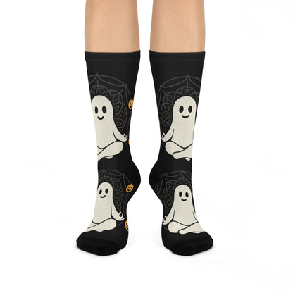 Cute Ghost Crew Socks - Halloween Cushioned Socks | Cozy Novelty Gift for Women & Men