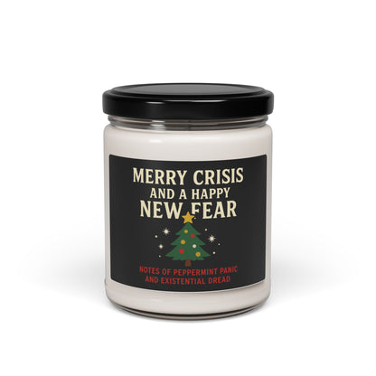 Merry Crisis and Happy New Fear Candle - Funny Christmas Gift | Sarcastic Scented Soy Candle