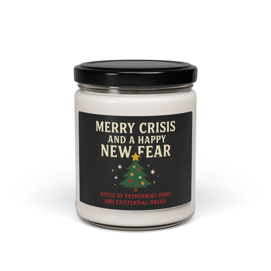Merry Crisis and Happy New Fear Candle - Funny Christmas Gift | Sarcastic Scented Soy Candle
