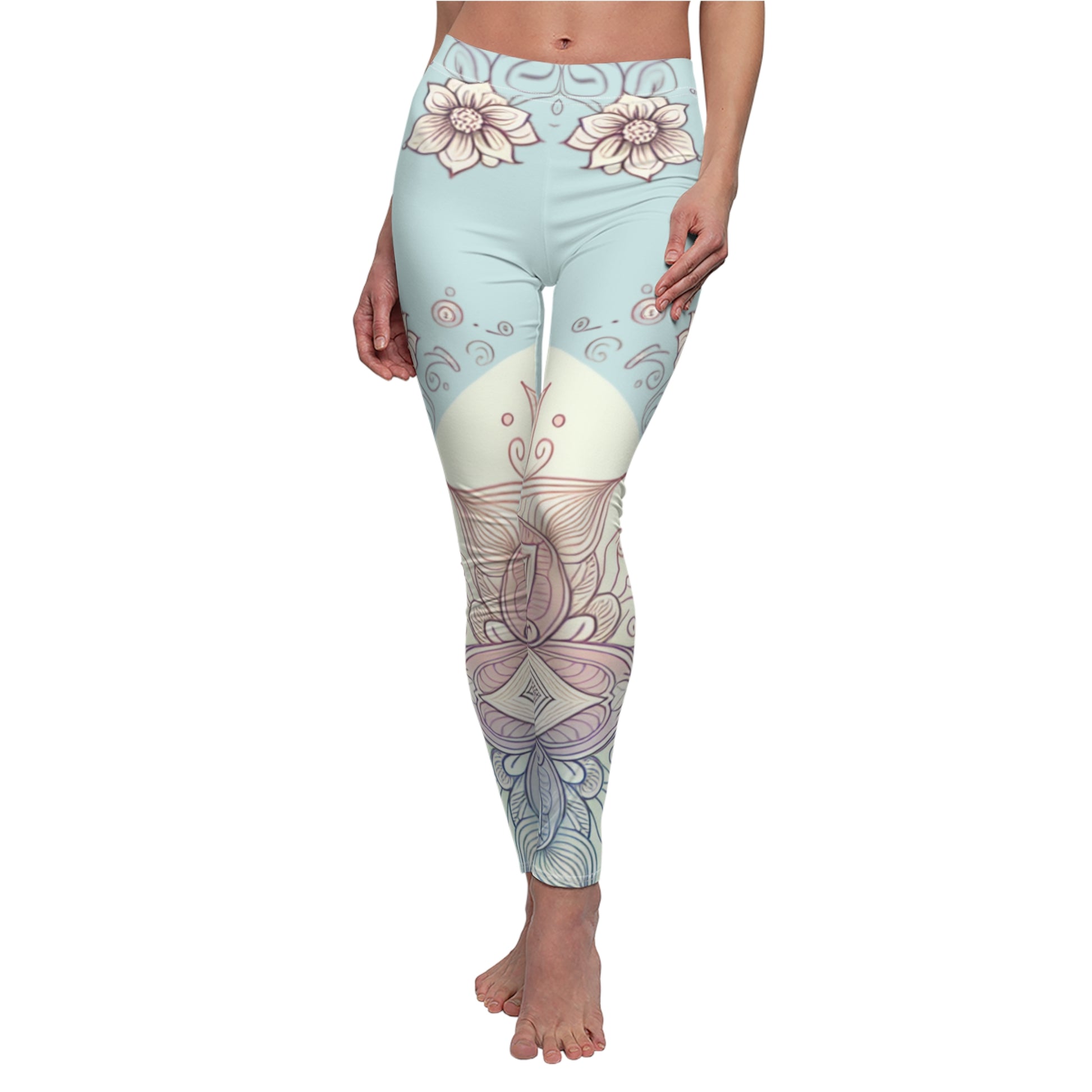 Pastel Floral Yoga Pants - Comfortable Women's Workout Tights

