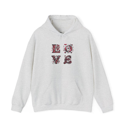 Vintage Love Unisex Hoodie, Cozy Sweatshirt for Couples, Valentine's Day Gift, Cute Casual Hoodie, Graphic Hoodie