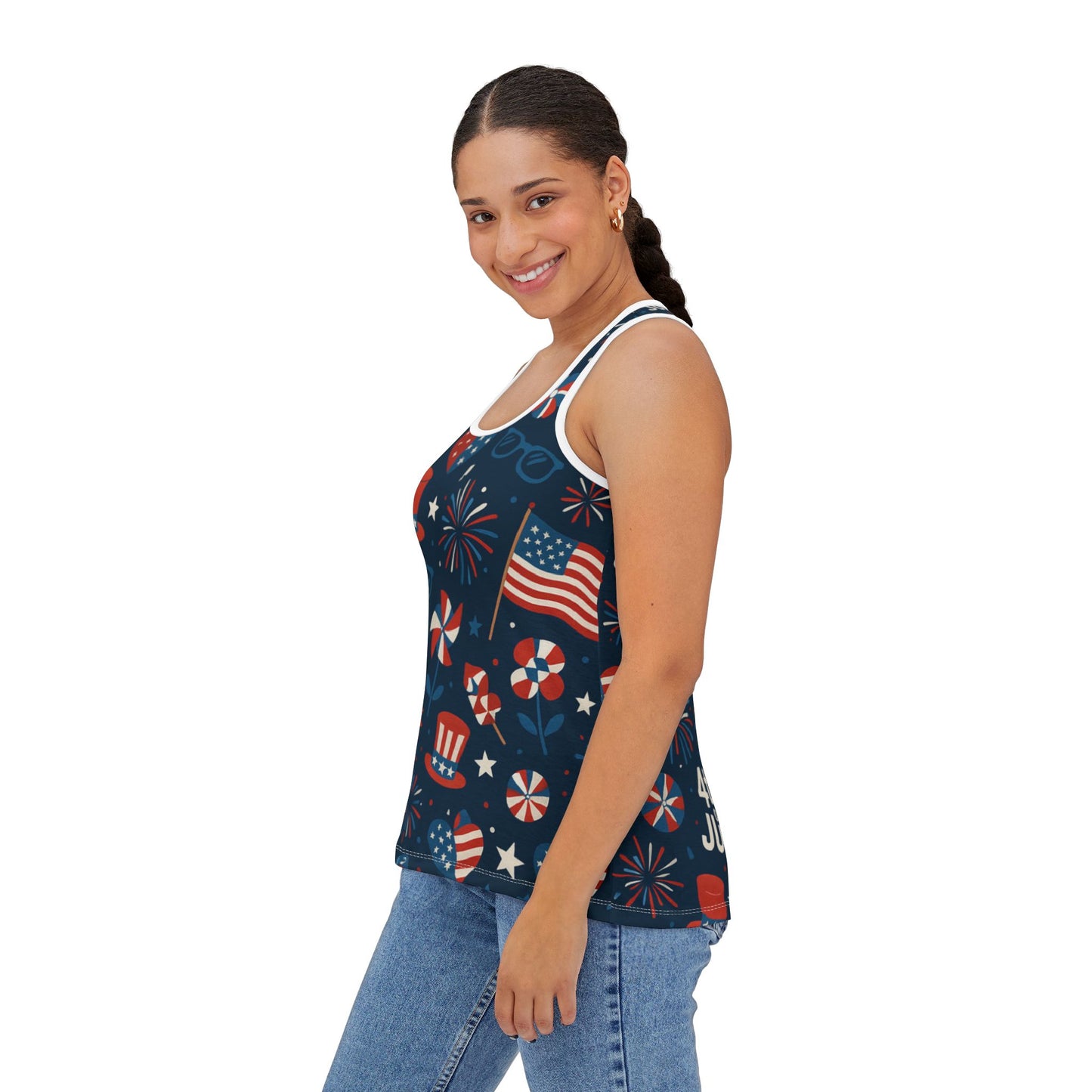 4th of July Women's Tank Top | Patriotic Summer Apparel, Festival Wear, Independence Day, Fireworks Design, Casual Comfort