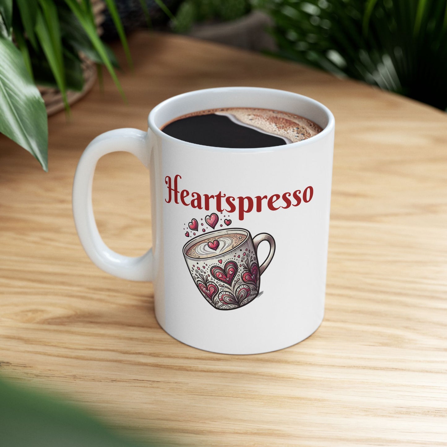 Heartwarming Espresso Ceramic Mug, Coffee Lover Gift, Cute Kitchen Decor, Unique Barista Mug, Perfect for Birthdays, Holidays