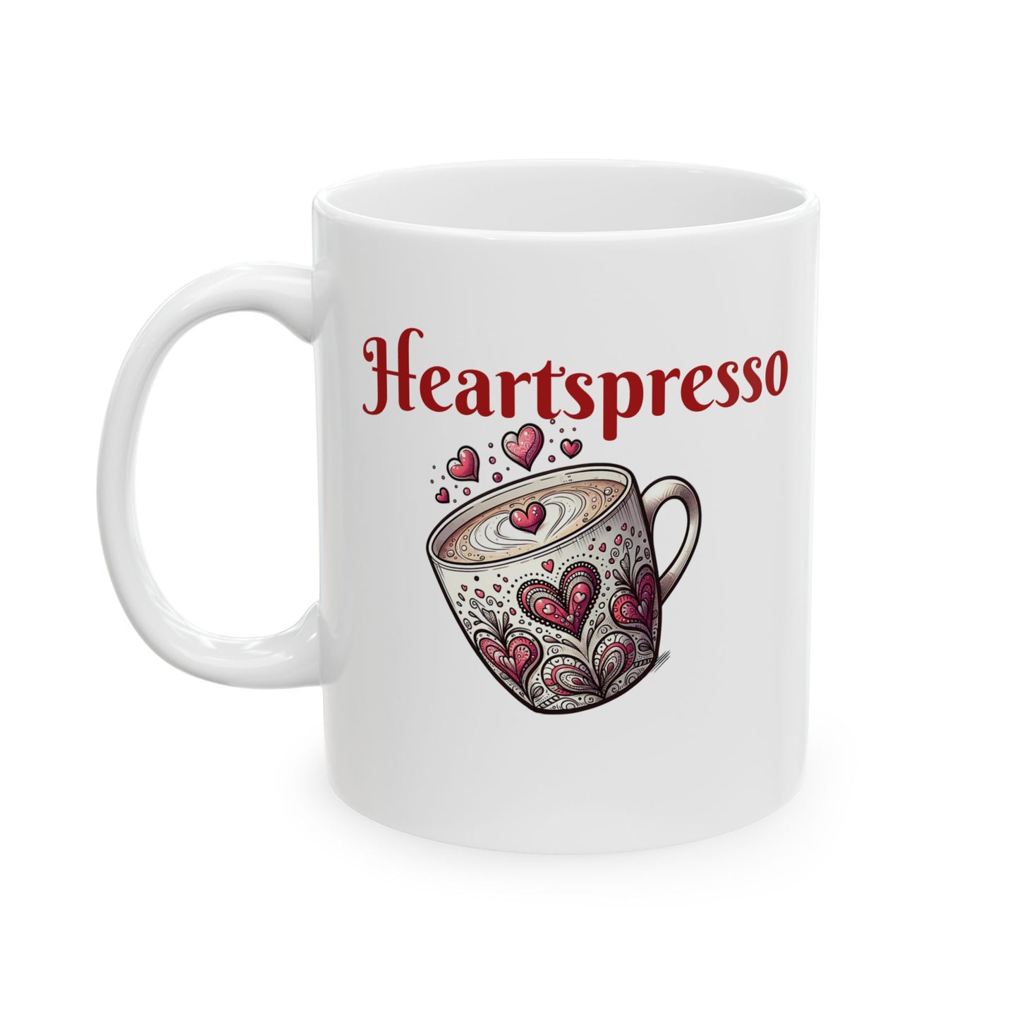 Heartwarming Espresso Ceramic Mug, Coffee Lover Gift, Cute Kitchen Decor, Unique Barista Mug, Perfect for Birthdays, Holidays