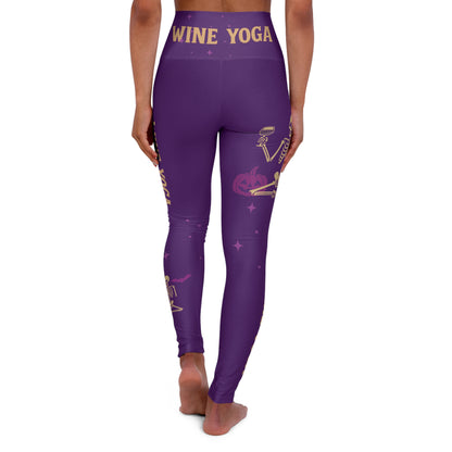 Wine Yoga Halloween Leggings - Purple Skeleton Pumpkin Print | High Waisted Workout Pants