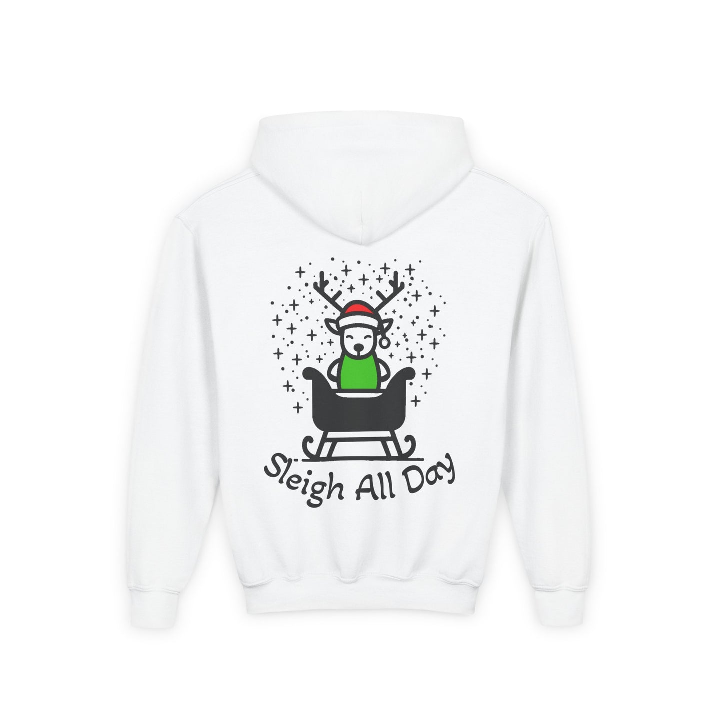 Kids Sleigh All Day Christmas Hoodie - Cute Reindeer Holiday Sweatshirt | Matching Family Outfit