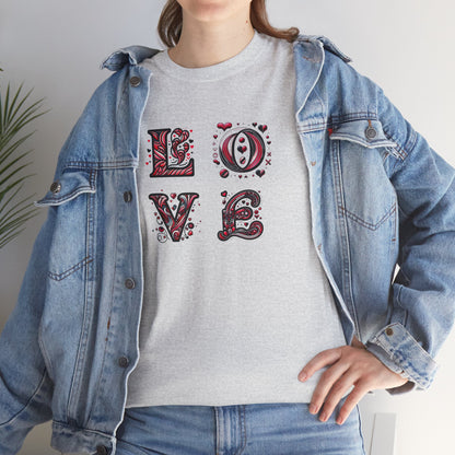 Loved Up Unisex Heavy Cotton Tee - Perfect for Couples, Valentine's Day, Love Celebrations, Heartwarming Gifts, Cozy Casual Wear