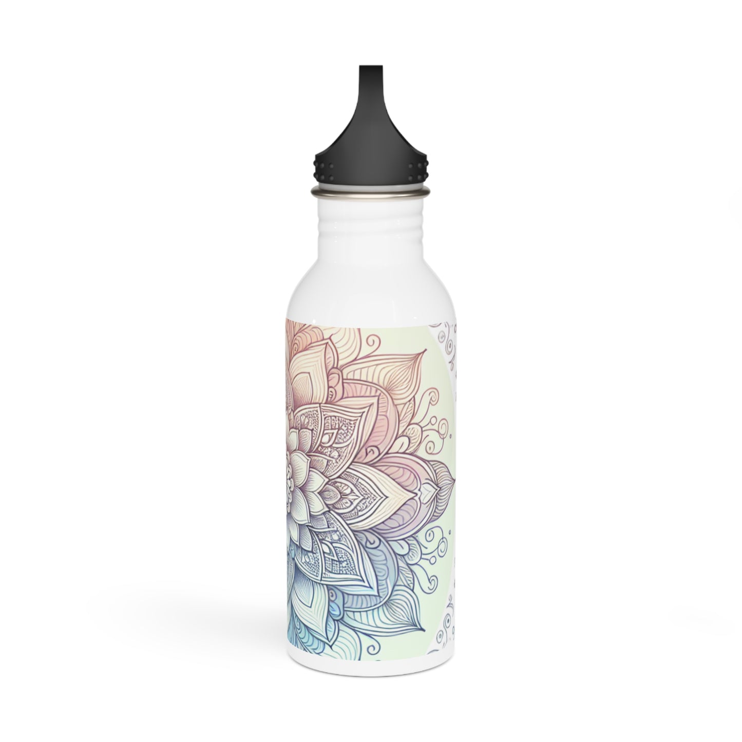 Meditative Floral Stainless Steel Water Bottle, Eco-Friendly Hydration, Gift for Yoga Lovers, Travel Companion, Reusable Water Bottle