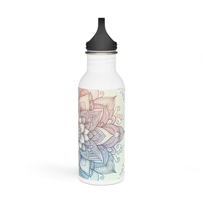 Meditative Floral Stainless Steel Water Bottle, Eco-Friendly Hydration, Gift for Yoga Lovers, Travel Companion, Reusable Water Bottle
