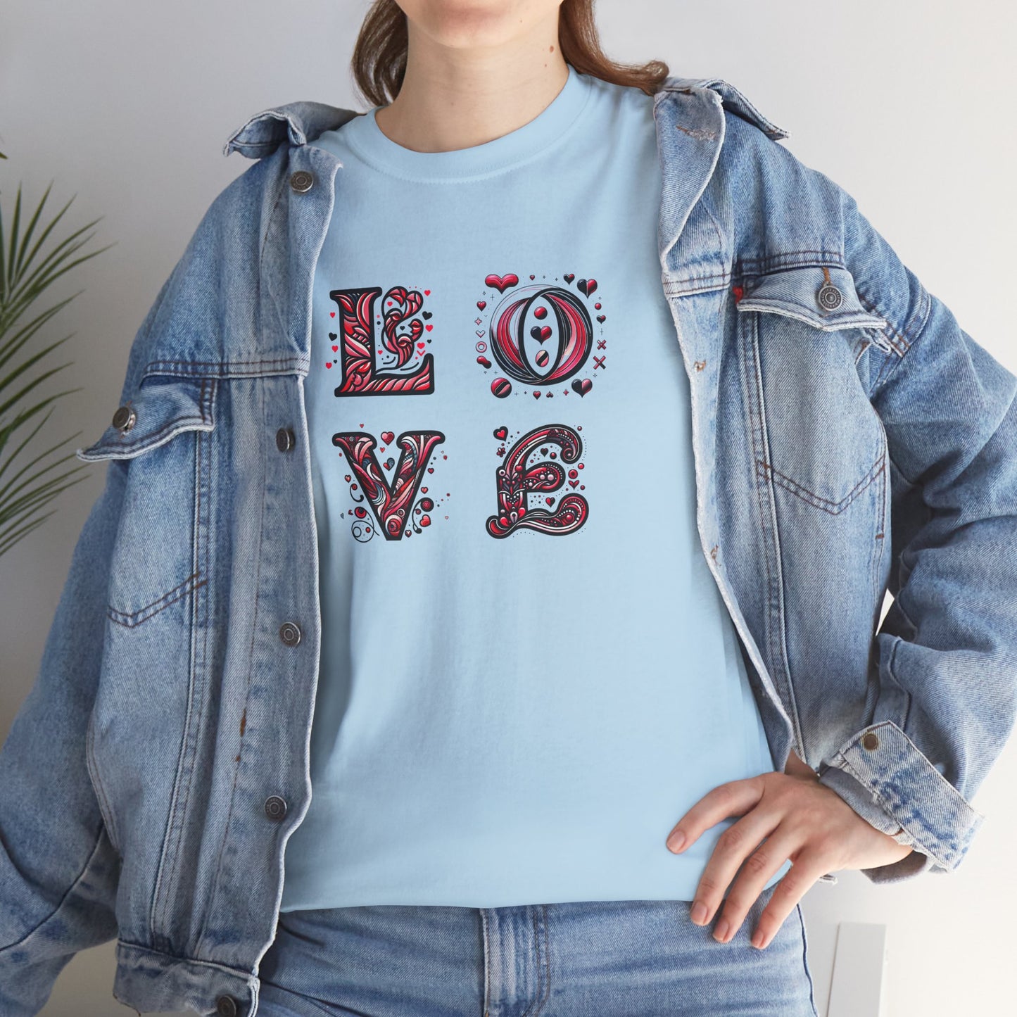 Loved Up Unisex Heavy Cotton Tee - Perfect for Couples, Valentine's Day, Love Celebrations, Heartwarming Gifts, Cozy Casual Wear