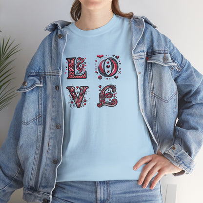 Loved Up Unisex Heavy Cotton Tee - Perfect for Couples, Valentine's Day, Love Celebrations, Heartwarming Gifts, Cozy Casual Wear