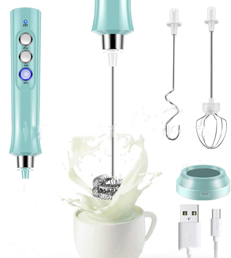 Rechargeable Electric Milk Frother - 3-Speed Handheld Mixer | Coffee Latte Cappuccino Maker