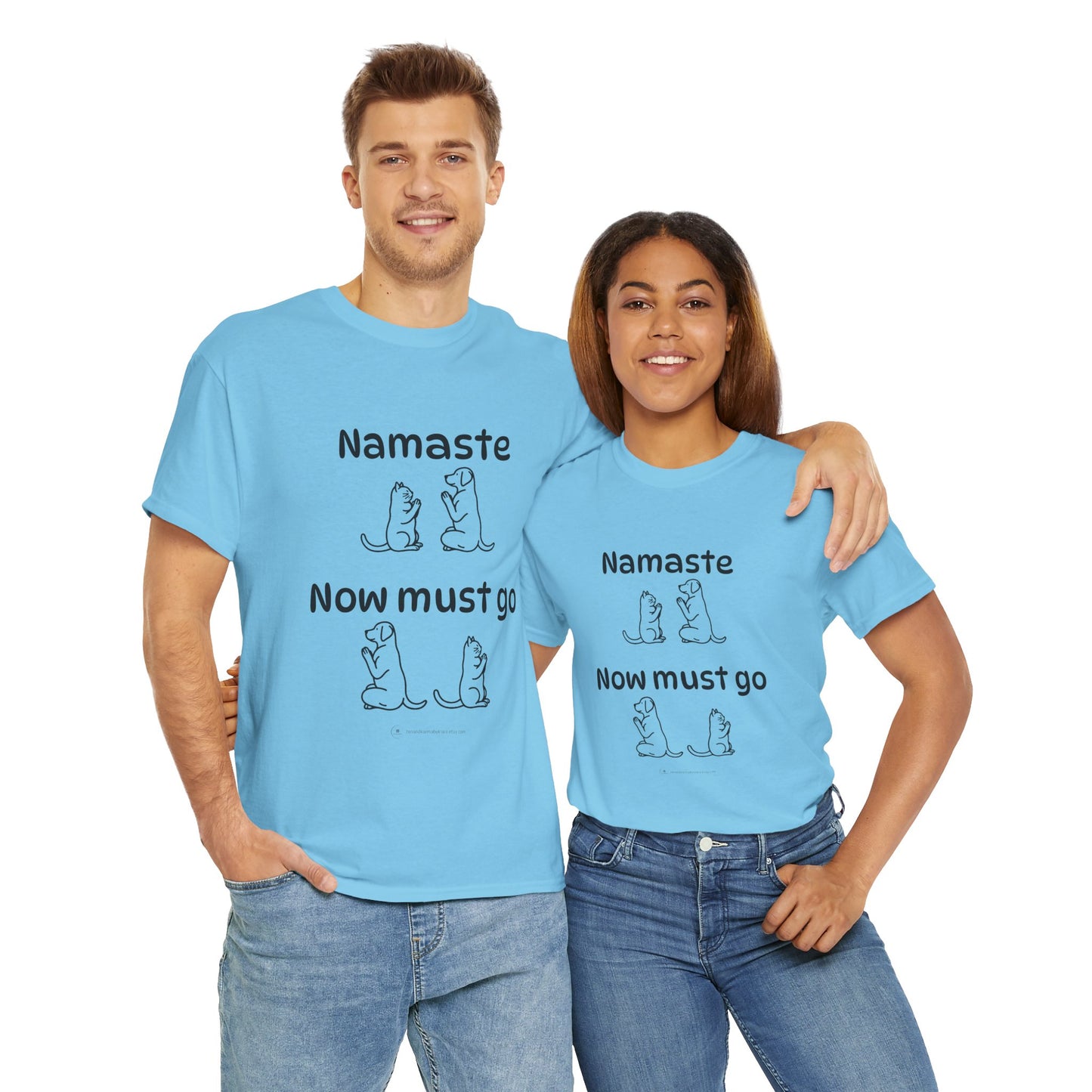 Namaste Pilates Meditation Cat and Dog Zen T Shirt | Namaste Now Must Go Animal Yoga Lover Unisex Heavy Cotton Pet T Shirt for Gift