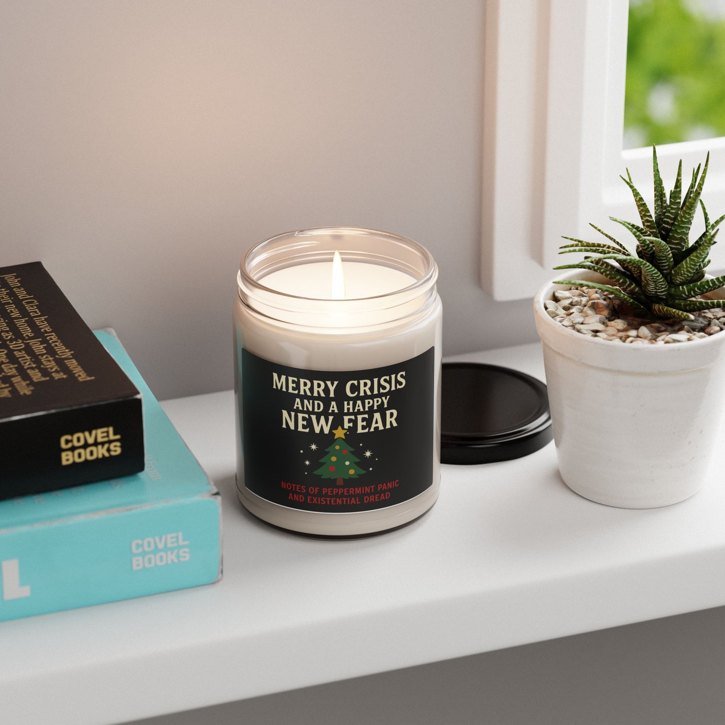 Merry Crisis and Happy New Fear Candle - Funny Christmas Gift | Sarcastic Scented Soy Candle