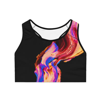 Vibrant Abstract Sports Bra | Workout Crop Top, Fitness Apparel, Gym Wear, Activewear, Yoga Top, Colorful Sports Bra