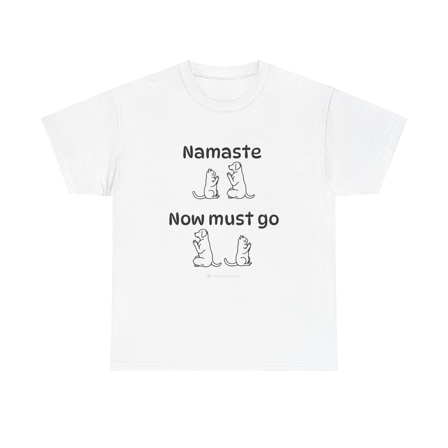 Namaste Pilates Meditation Cat and Dog Zen T Shirt | Namaste Now Must Go Animal Yoga Lover Unisex Heavy Cotton Pet T Shirt for Gift