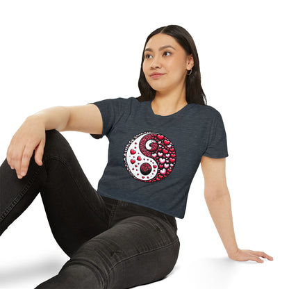 Yin Yang Heart Crop Top, Trendy Festival Tee, Boho Summer Shirt, Womens Casual Style, Valentines Day Shirt