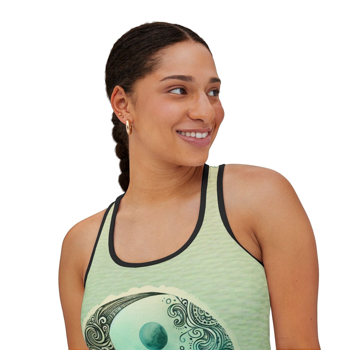 Serene Yin Yang Women's Tank Top, Yoga Tank, Spiritual Apparel, Workout Top, Boho Style, Gift for Her, Mindfulness Wear
