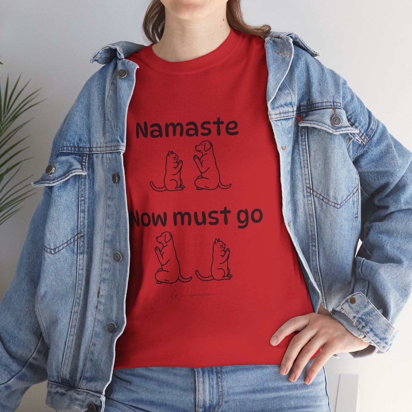 Namaste Pilates Meditation Cat and Dog Zen T Shirt | Namaste Now Must Go Animal Yoga Lover Unisex Heavy Cotton Pet T Shirt for Gift