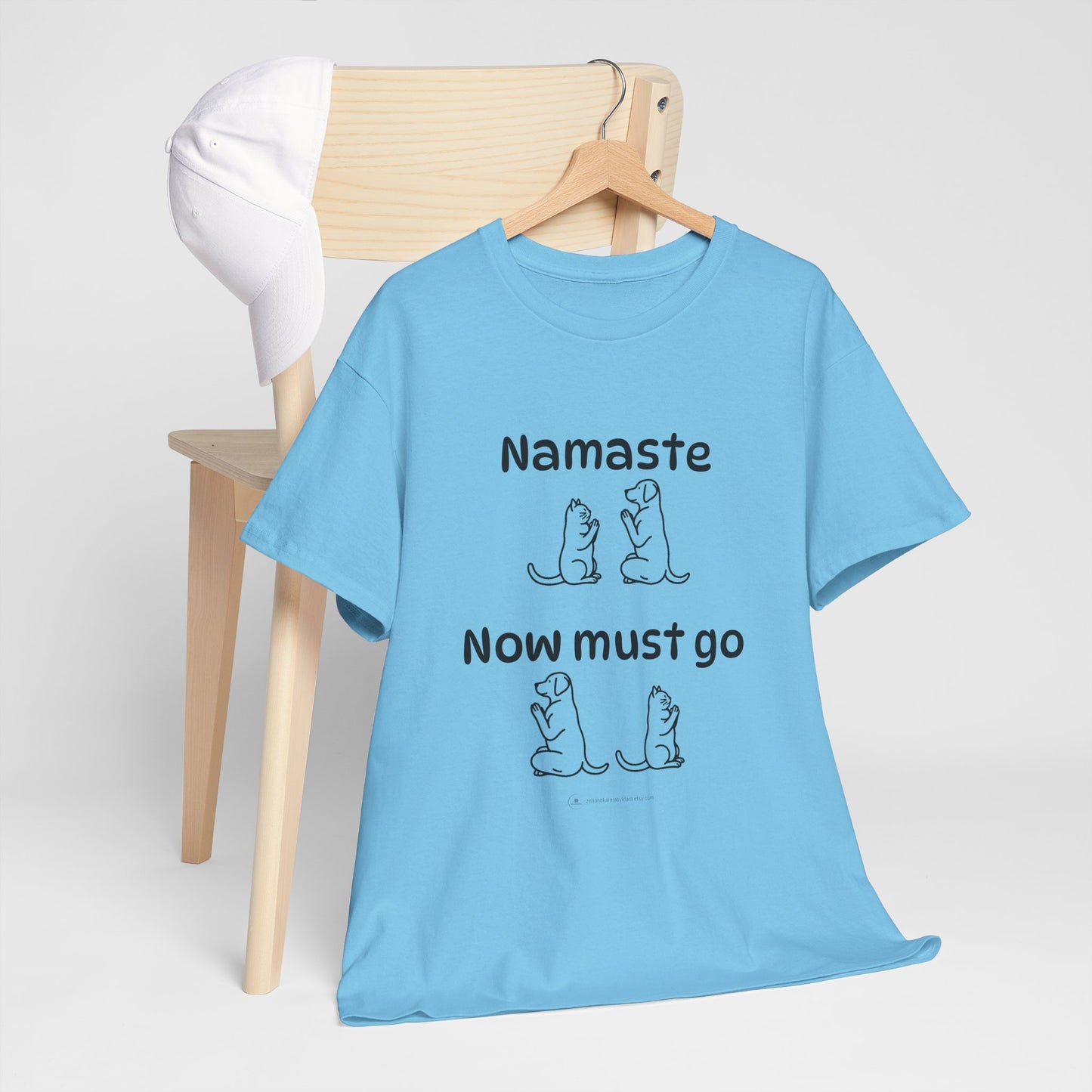 Namaste Pilates Meditation Cat and Dog Zen T Shirt | Namaste Now Must Go Animal Yoga Lover Unisex Heavy Cotton Pet T Shirt for Gift