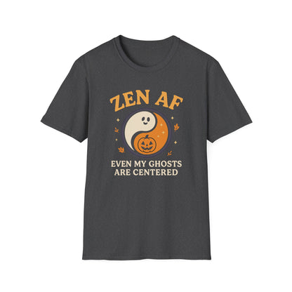 Zen AF Ghost Tee - Funny Halloween Yin Yang T-Shirt | Unisex Mindfulness Graphic Tee