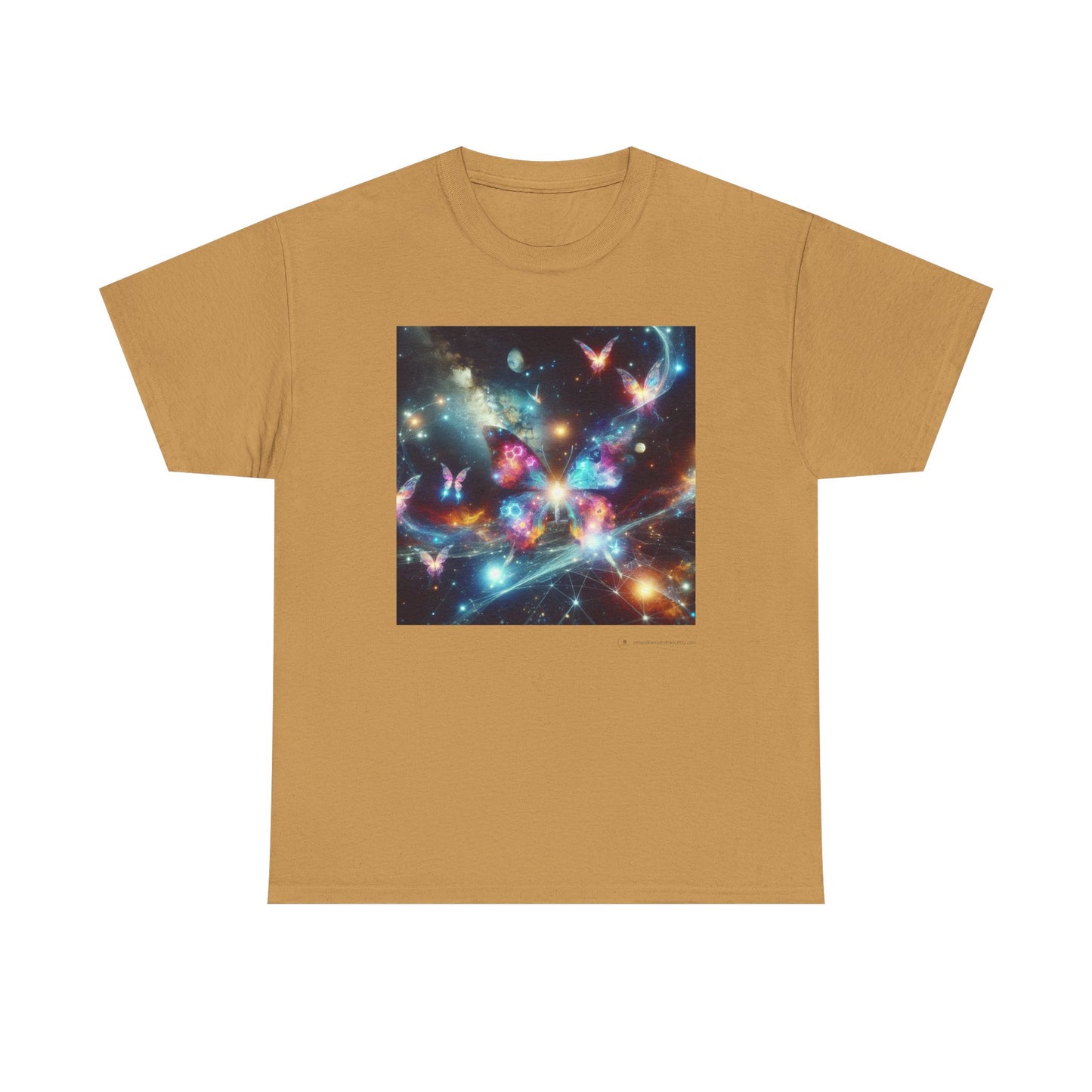 Cosmic Butterfly Graphic Tee, Unisex Cotton T-Shirt, Space Art Shirt, Festival Attire, Nature Lover Gift, Vibrant Wear, Gift for Her
