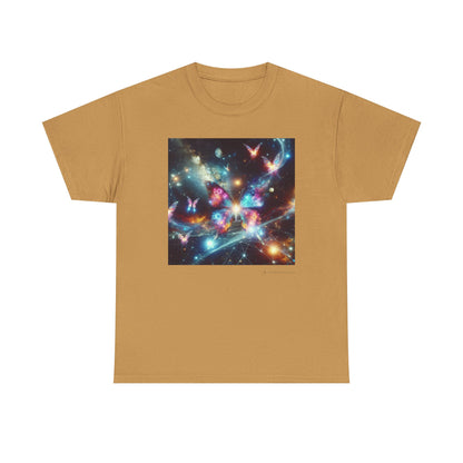Cosmic Butterfly Graphic Tee, Unisex Cotton T-Shirt, Space Art Shirt, Festival Attire, Nature Lover Gift, Vibrant Wear, Gift for Her