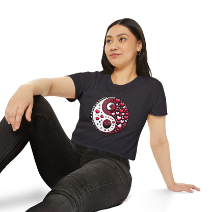 Yin Yang Heart Crop Top, Trendy Festival Tee, Boho Summer Shirt, Womens Casual Style, Valentines Day Shirt