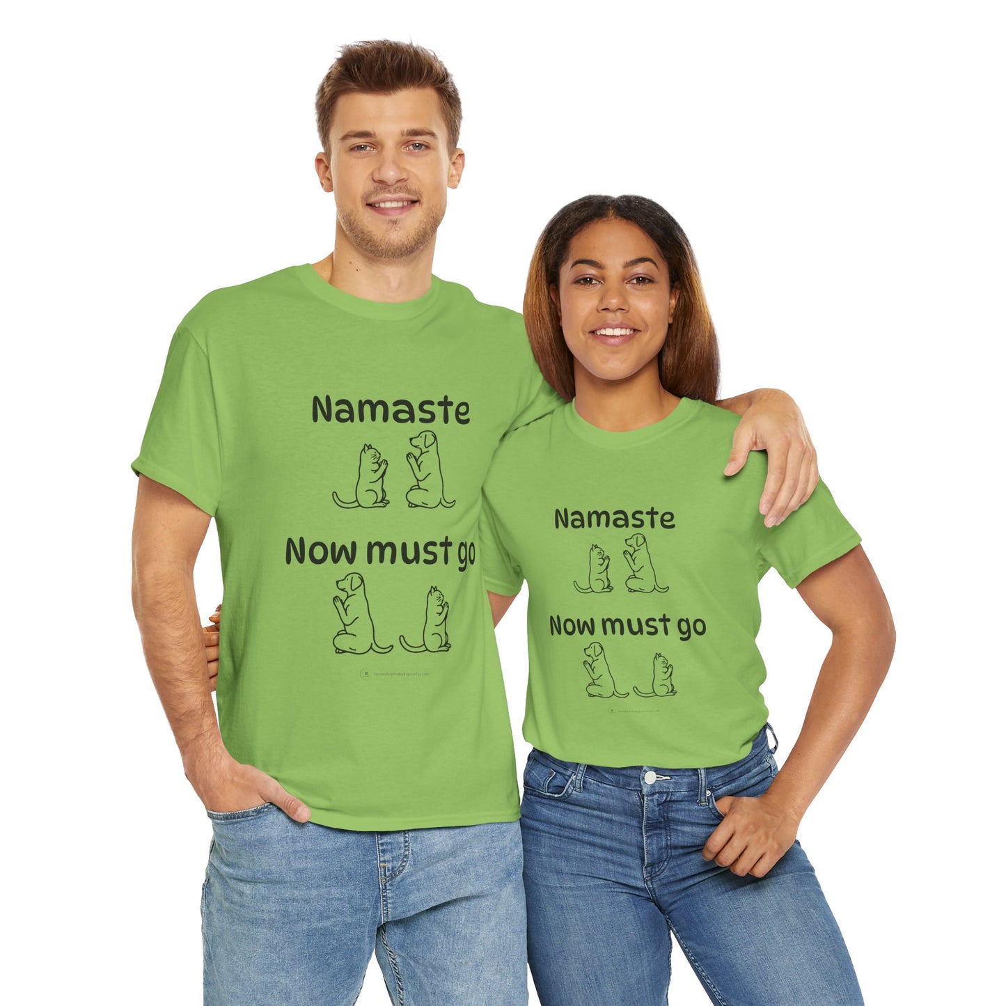 Namaste Pilates Meditation Cat and Dog Zen T Shirt | Namaste Now Must Go Animal Yoga Lover Unisex Heavy Cotton Pet T Shirt for Gift