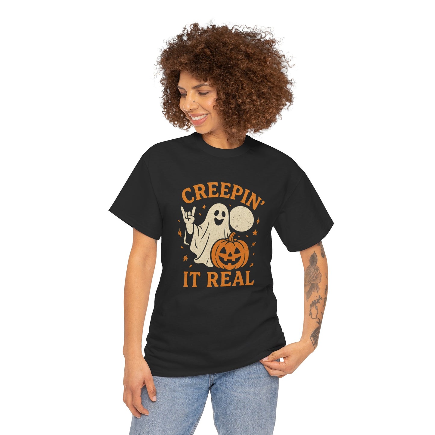 Halloween Ghost and Pumpkin T-Shirt - Unisex Spooky Graphic Tee | Fall Costume Shirt