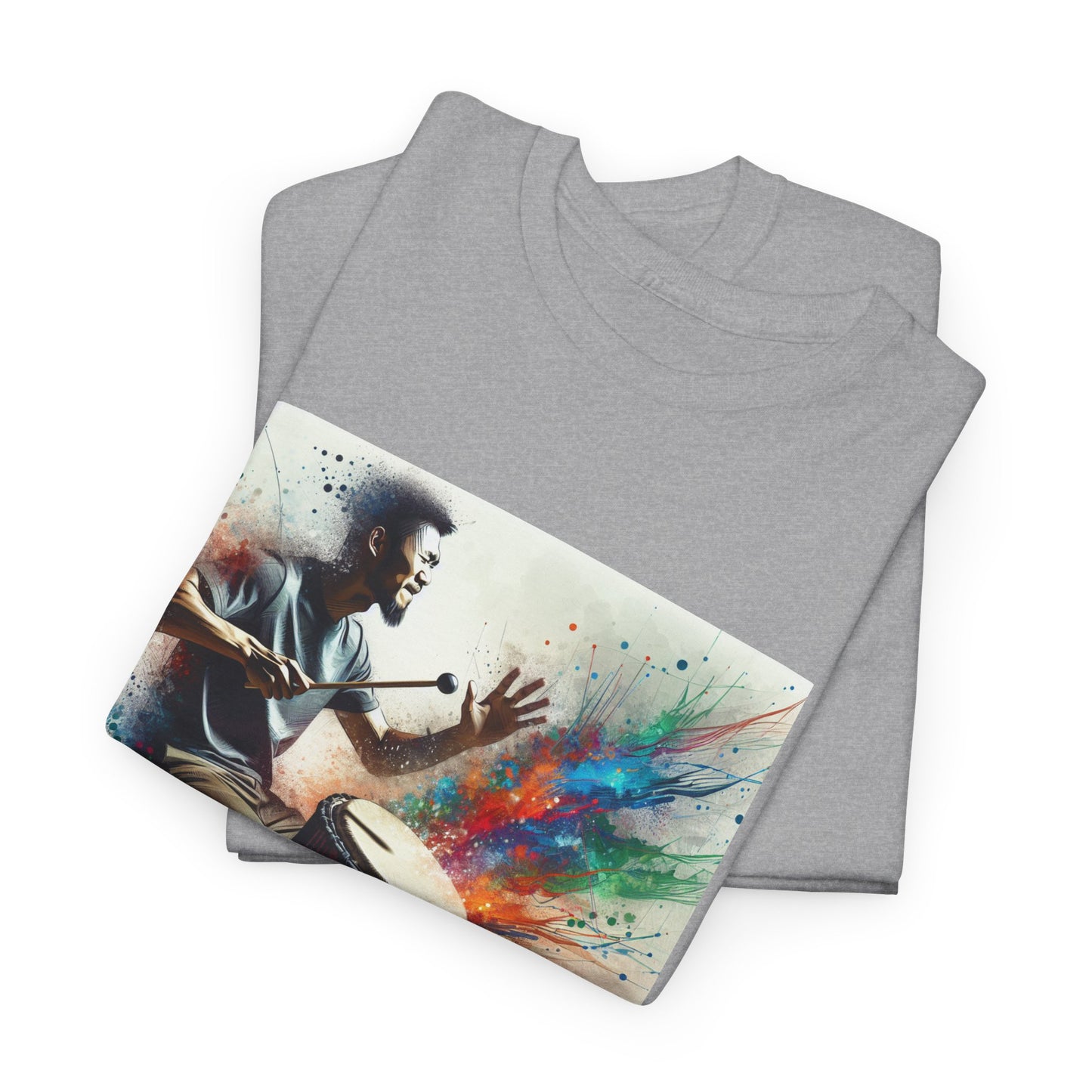 Artistic Drummer Unisex Heavy Cotton Tee -Gift for Musicians, Concert T-Shirt, Art Lovers, Gifts, Festivals, Summer Vibes, gift for him