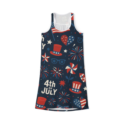 Patriotic Women's Racerback Dress, 4th of July Dress, Casual Summer Dress, Festive Independence Day Outfit, Holiday Party Wear