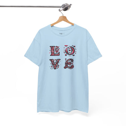Loved Up Unisex Heavy Cotton Tee - Perfect for Couples, Valentine's Day, Love Celebrations, Heartwarming Gifts, Cozy Casual Wear