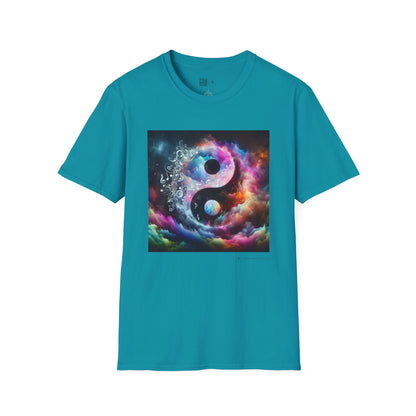Cosmic Yin Yang T-Shirt - Vibrant Unisex Tee, Spiritual Gift, Music lover Gift, Astrology Fashion, Retro Style Shirt, Trendy Tee