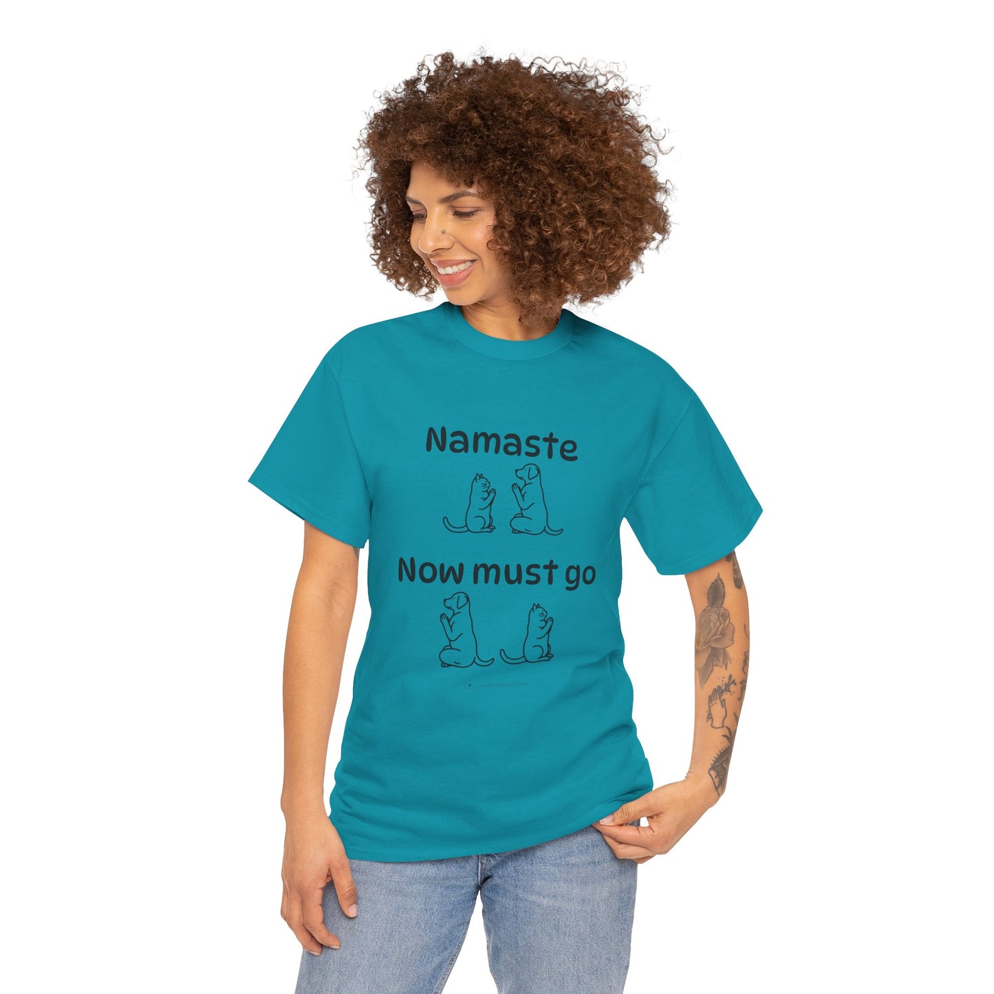 Namaste Pilates Meditation Cat and Dog Zen T Shirt | Namaste Now Must Go Animal Yoga Lover Unisex Heavy Cotton Pet T Shirt for Gift