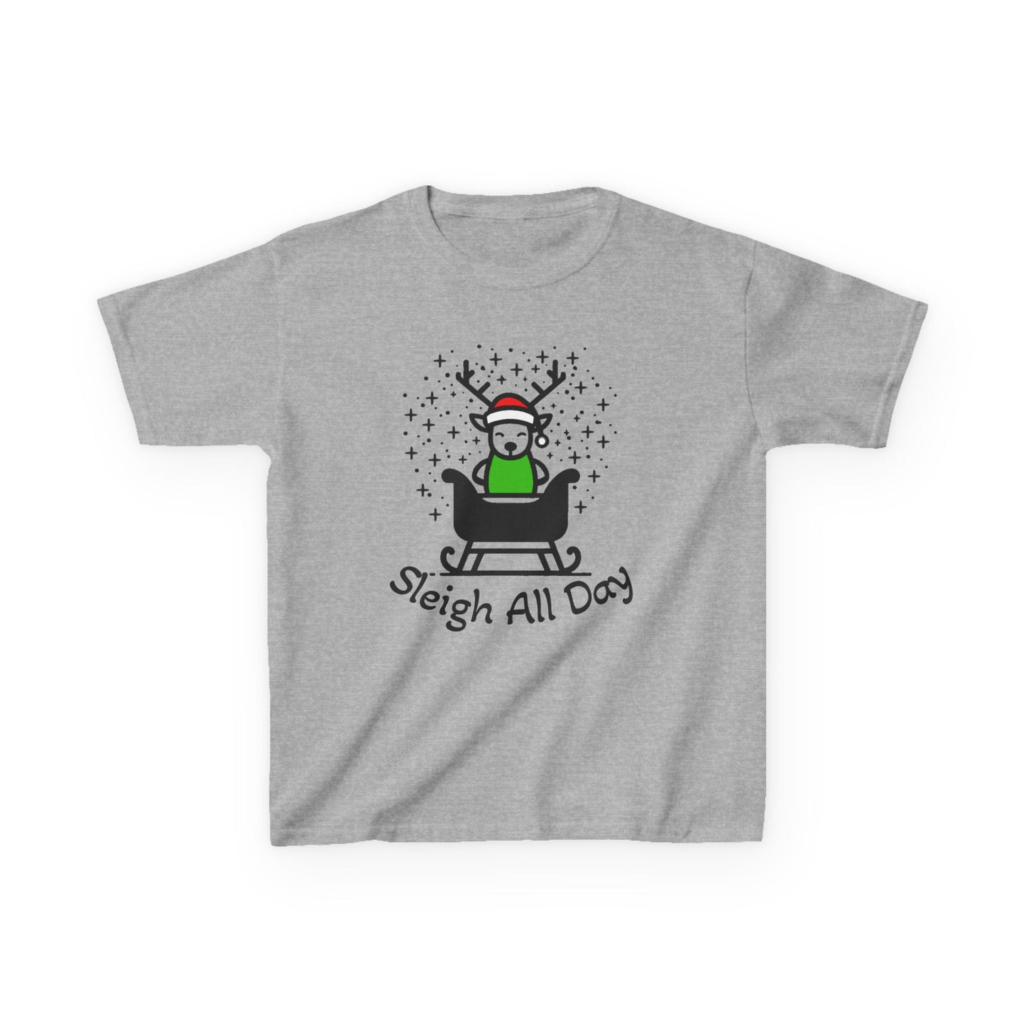 Kids Sleigh All Day Christmas Shirt - Funny Holiday T-Shirt for Boys & Girls | Festive Tee