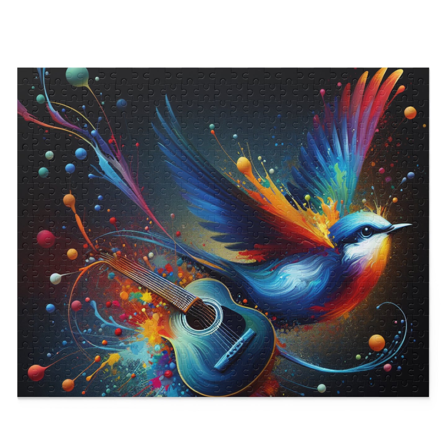 Colorful Bird and Guitar Puzzle, Artistic Puzzle for Music Lovers, Nature Puzzle for Family Nights, Gift for Music Enthusiasts, Unique Wall