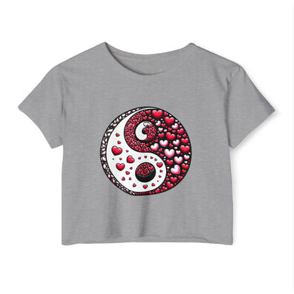Yin Yang Heart Crop Top, Trendy Festival Tee, Boho Summer Shirt, Womens Casual Style, Valentines Day Shirt