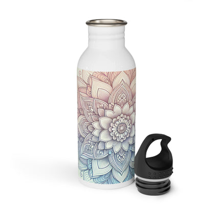 Meditative Floral Stainless Steel Water Bottle, Eco-Friendly Hydration, Gift for Yoga Lovers, Travel Companion, Reusable Water Bottle